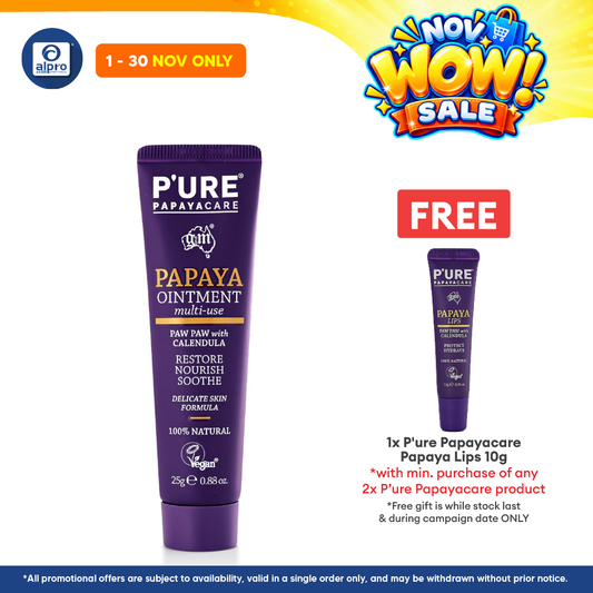 P'ure Papayacare Papaya Ointment Multi-Use 25g | Restore, Nourish & Soothe Skin