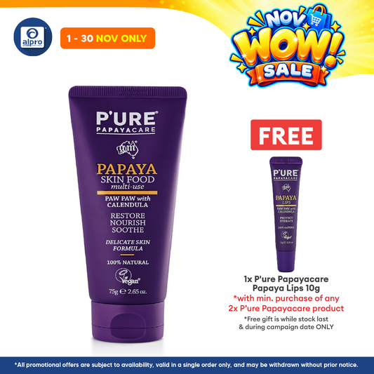 P'ure Papayacare Papaya Skin Food Multi-Use 75g | Restore, Nourish & Soothe Skin