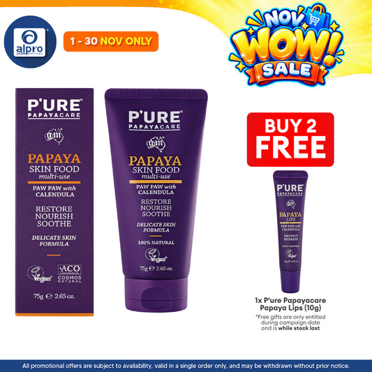 P'ure Papayacare Papaya Skin Food Multi-Use 75g | Restore, Nourish & Soothe Skin