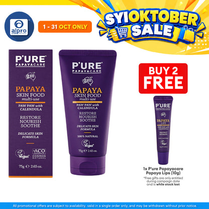 P'ure Papayacare Papaya Skin Food Multi-Use 75g | Restore, Nourish & Soothe Skin