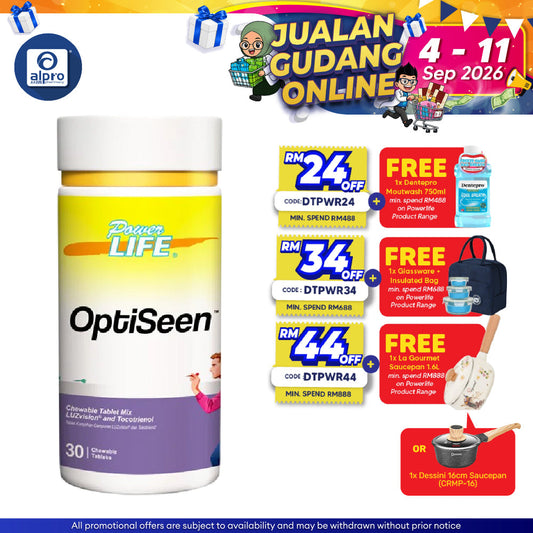 Powerlife Optiseen Chewable Tablet 30s | Eye Supplement for Screen Users Powerlife
