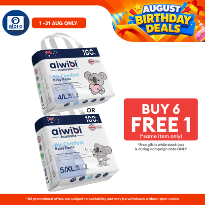 Aiwibi Baby Pant Diapers Air Comfort (L 36s / XL 30s) | Silky-Soft Texture & Fast Absorption aiwibi