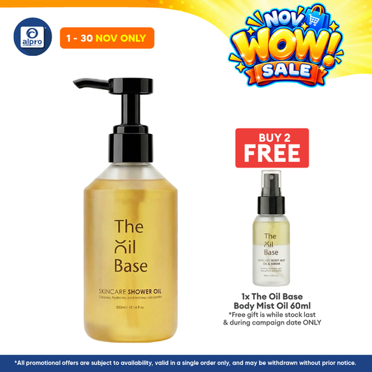 The Oil Base Skincare Shower Oil 300mL | Nourishing Sunflower Seed Oil & Gentle Cleansing