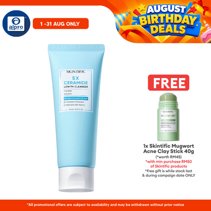 Skintific 5X Ceramide Low pH Cleanser 120mL | Suitable For Sensitive Skin Skintific