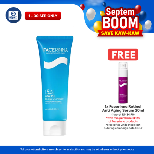 Facerinna Low pH B5 Gel Cleanser 120mL | Gentle Cleansing & 24-Hr Hydration Facerinna