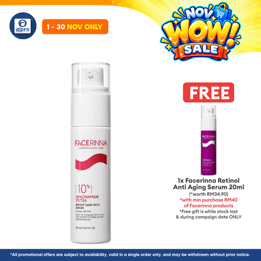 Facerinna 10% Niacinamide 3% TXA Bright Dark Spot Serum 20mL | Lightweight & Quick Absorb