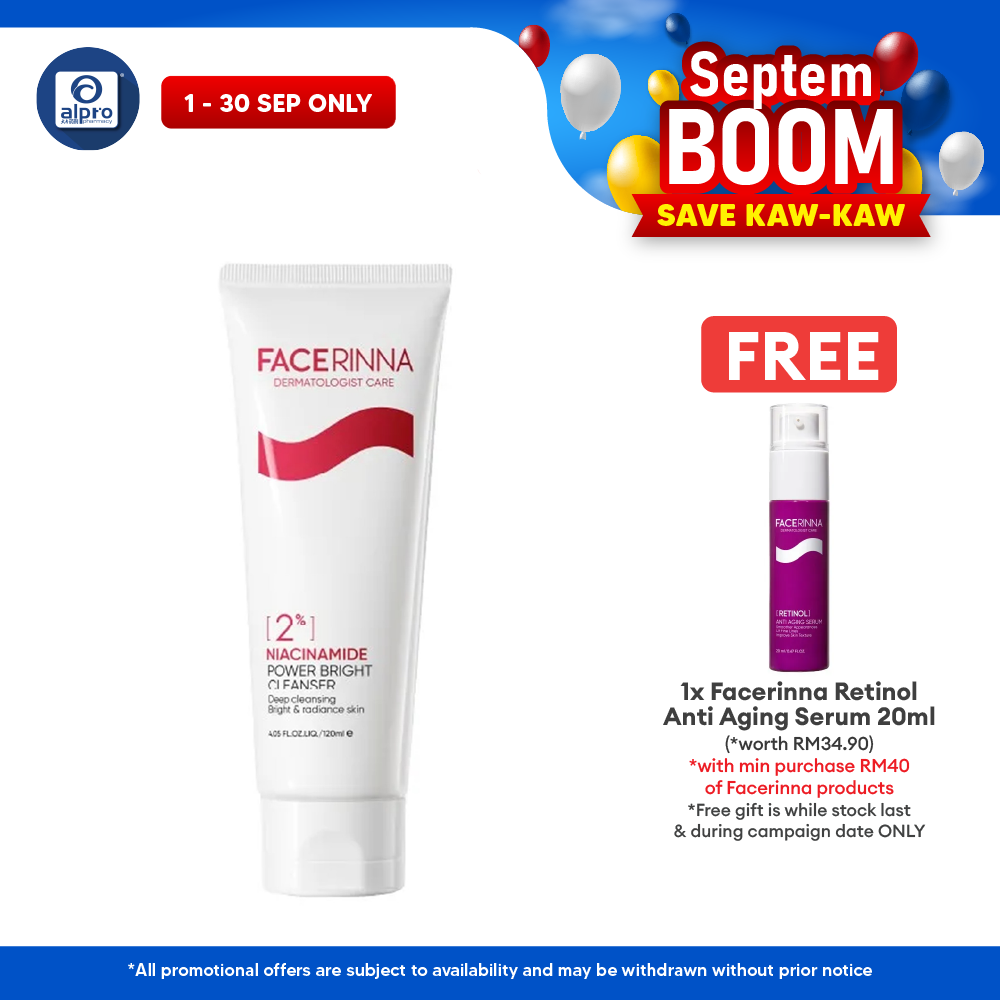 Facerinna 2% Niacinamide Power Bright Cleanser 120mL | Boosts Radiance & Evens Out Skin Facerinna