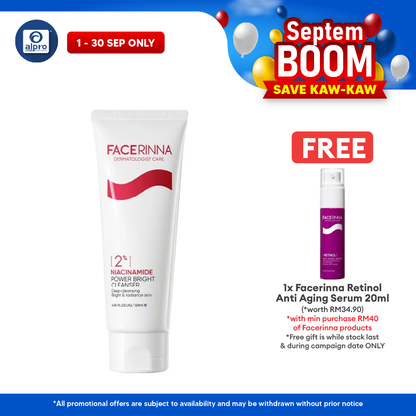 Facerinna 2% Niacinamide Power Bright Cleanser 120mL | Boosts Radiance & Evens Out Skin Facerinna