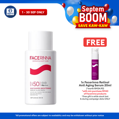 Facerinna Niacinamide Brightening Serum Sunscreen SPF 50 PA++++ | No White Cast Facerinna