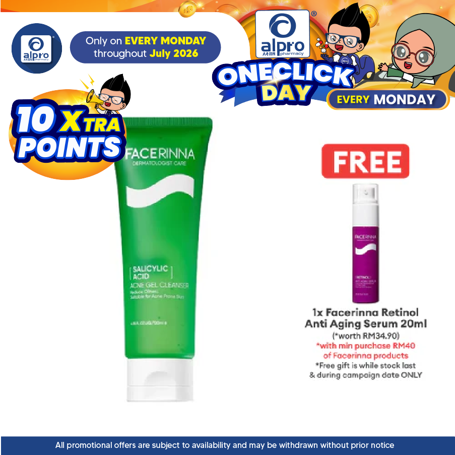 Facerinna Salicylic Acid Acne Gel Cleanser 120mL | Gently Cleanse & Hydrate Skin Facerinna