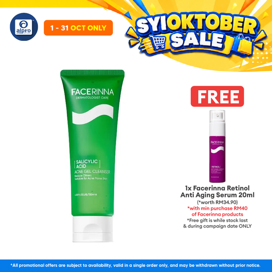 Facerinna Salicylic Acid Acne Gel Cleanser 120mL | Gently Cleanse & Hydrate Skin