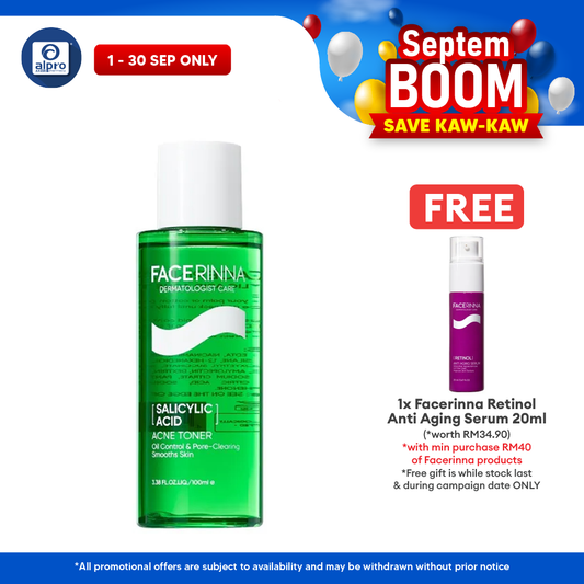 Facerinna Salicylic Acid Acne Toner 100mL | Refines Skin Texture & Hydrating Facerinna