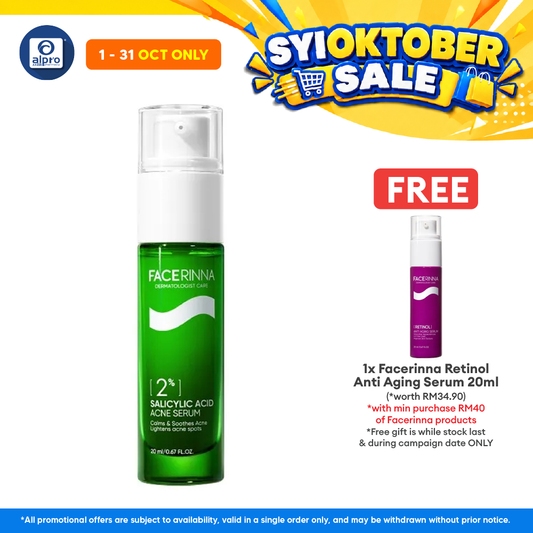 Facerinna 2% Salicylic Acid Acne Serum 20mL | Lightweight Exfoliating Serum