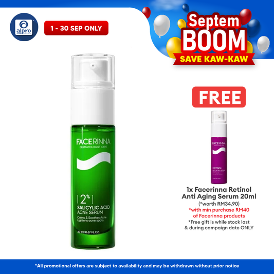 Facerinna 2% Salicylic Acid Acne Serum 20mL | Lightweight Exfoliating Serum Facerinna