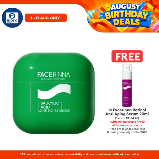 Facerinna Salicylic Acid Acne Moisturizer 30g | Helps To Treat & Prevent Breakouts Facerinna
