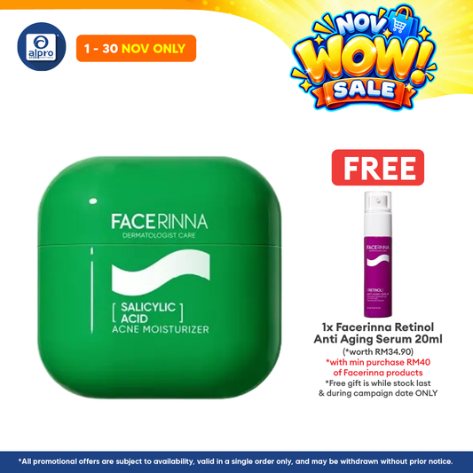 Facerinna Salicylic Acid Acne Moisturizer 30g | Helps To Treat & Prevent Breakouts