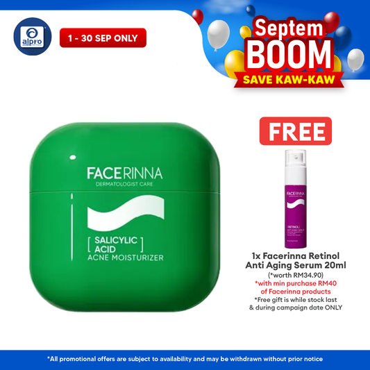 Facerinna Salicylic Acid Acne Moisturizer 30g | Helps To Treat & Prevent Breakouts Facerinna