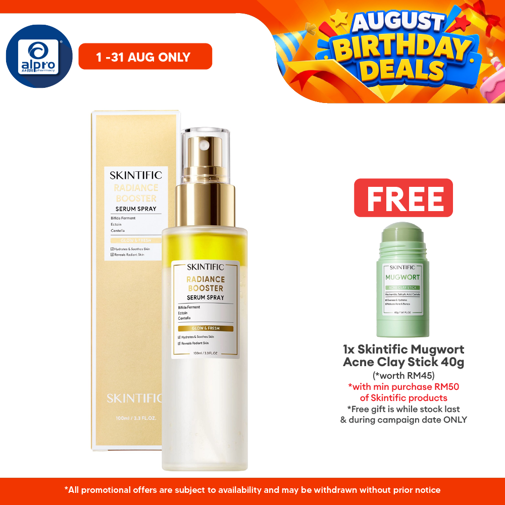 Skintific Radiance Serum Spray 100mL | 3-In-One Serum, Primer & Setting Spray Skintific