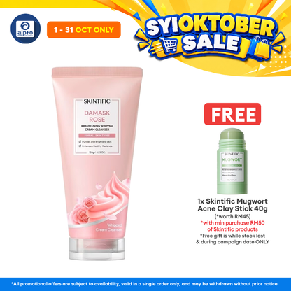 Skintific Damask Rose Brightening Whipped Cream Cleanser 120g | Dessert Inspired Star-Shaped Whipped Cream