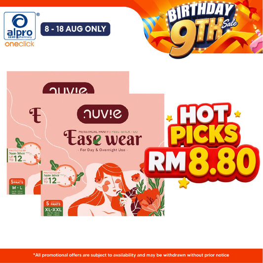 Nuvie Menstrual Panties M-L / XL-XXL (5s) | Easy Wear and Removal & All Day Dry Comfortable Nuvie