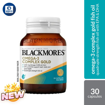 Blackmores Omega-3 Complex Gold 30s | Quadruple Strength Fish Oil with EPA & DHA Blackmores