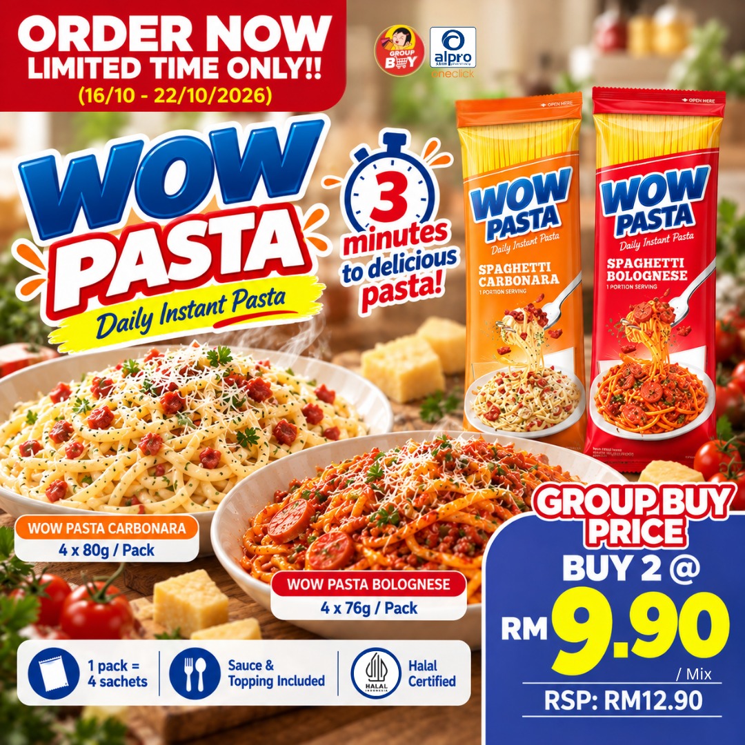 [Group Buy Delivery Start: 06/11/2026] WOW Pasta (Carbonara 4x80g/ Bolognese 4x76g)