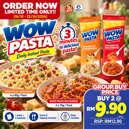 [Group Buy Delivery Start: 06/11/2026] WOW Pasta (Carbonara 4x80g/ Bolognese 4x76g)