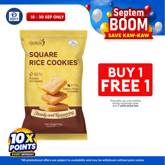 [Group Buy Delivery Starts: 03/10/2026] CarbLite Square Rice Cookies 50g (Exp Date: 08/12/2026)