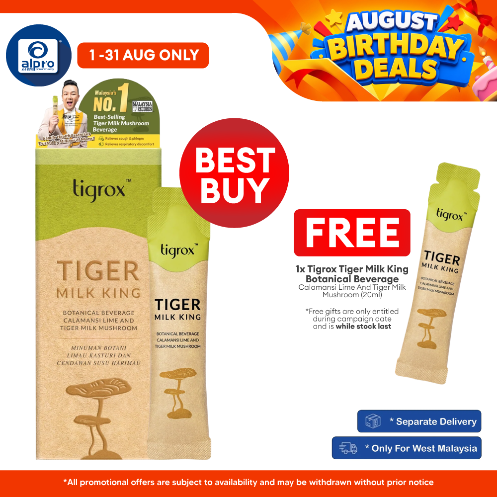 Tigrox Tiger Milk King Botanical Beverage Calamansi Lime & Tiger Milk Mushroom 20mL ×7s | Premium Botanical Beverage Tigrox