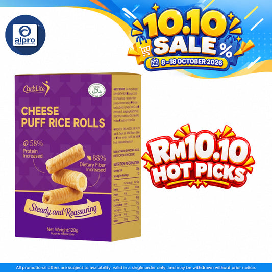 CarbLite Rice Rolls & Protein Wafer Biscuit 120g (Cheese Puff/ Soy Milk) | Lighter Snacks