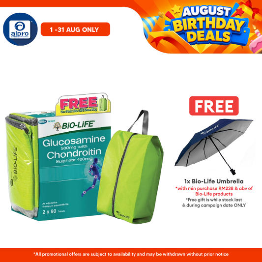 Bio-Life Glucosamine & Chondroitin 90s ×2 Bottles + FREE Shoe Bag | Glucosamine & Chondroitin for Joint Health Bio-life