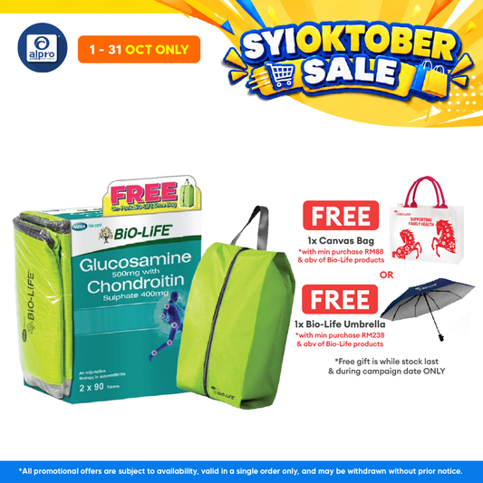 Bio-Life Glucosamine & Chondroitin 90s ×2 Bottles + FREE Shoe Bag | Glucosamine & Chondroitin for Joint Health
