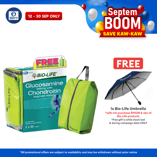 Bio-Life Glucosamine & Chondroitin 90s ×2 Bottles + FREE Shoe Bag | Glucosamine & Chondroitin for Joint Health