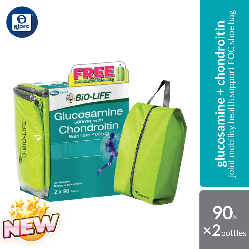 Bio-Life Glucosamine & Chondroitin 90s ×2 Bottles + FREE Shoe Bag | Glucosamine & Chondroitin for Joint Health Bio-life