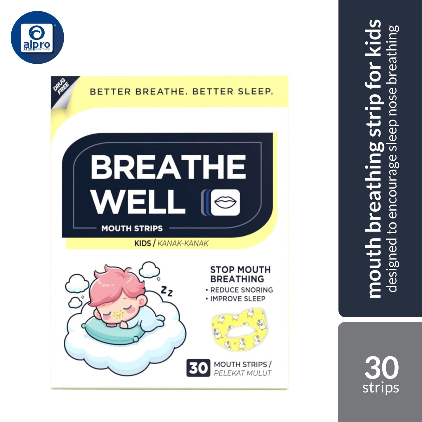 Medicrew Breathe Well Mouth Strips (Adults/ Kids) 30s | Designed to Encourage Sleep Nose Breathing Medicrew Healthcare
