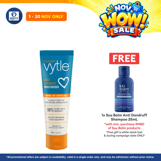 Suu Balm Vytle™ Daily Ceramide Moisturiser 100mL | Lightweight pH-Balanced Moisturiser for Sensitive Skin, Babies & Adul
