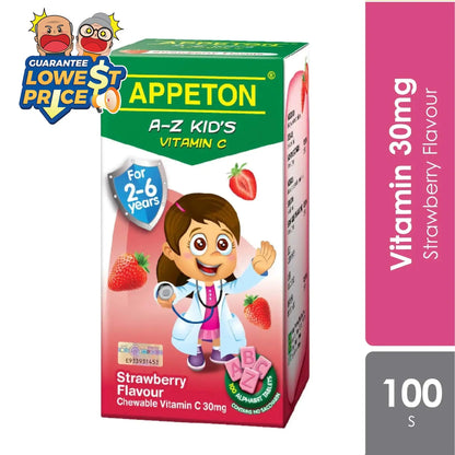 Appeton A-z Kids Vitamin C Strawberry 100s | For Children Age 2-6 Years Old Appeton