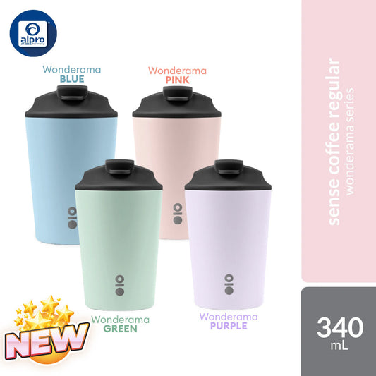 Montigo Sense Coffee Cup Regular Wonderama Collection (Blue / Green / Pink / Purple) 340mL | Dessert-Inspired Hues Montigo