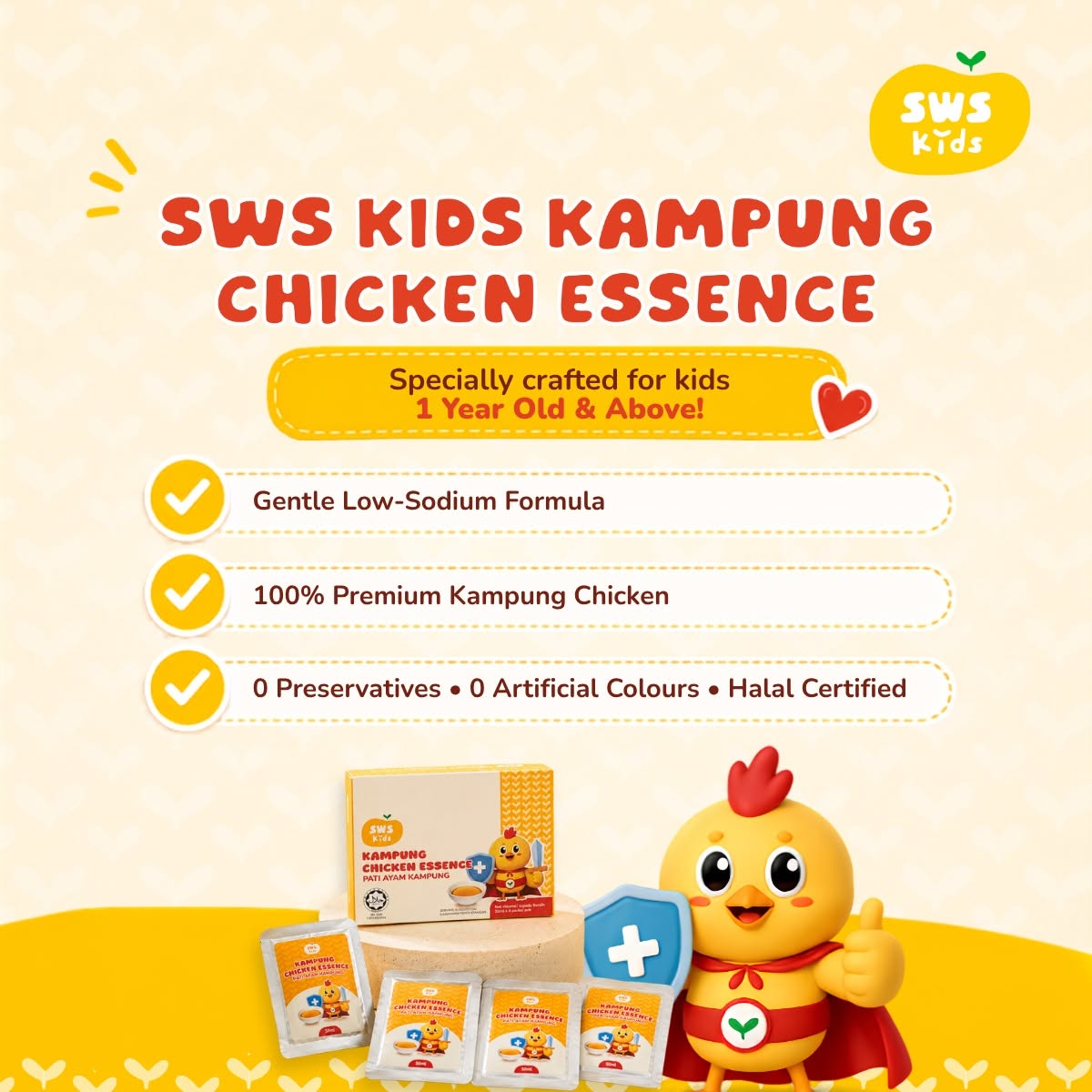 SWS Kids Kampung Chicken Essence 4s | Balanced Supplement Diet for Growing Kids SWS