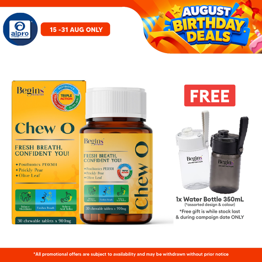 Begins Nutrition Chew O Postbiotic Chewable Tablet 30s | Supports Oral & Digestive Health Begins Nutrition