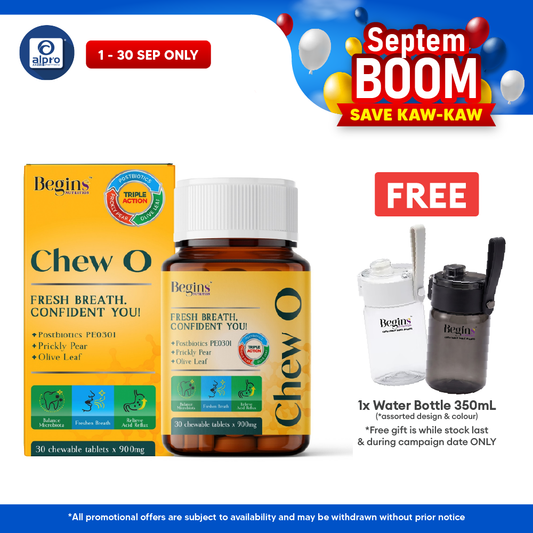 Begins Nutrition Chew O Postbiotic Chewable Tablet 30s | Supports Oral & Digestive Health Begins Nutrition