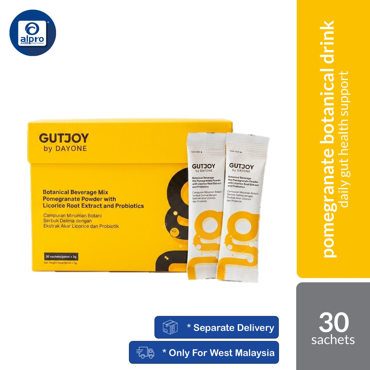 GutJoy By DayOne Botanical Beverage Mix With Probiotics 3g ×30s | Daily Gut Health Support