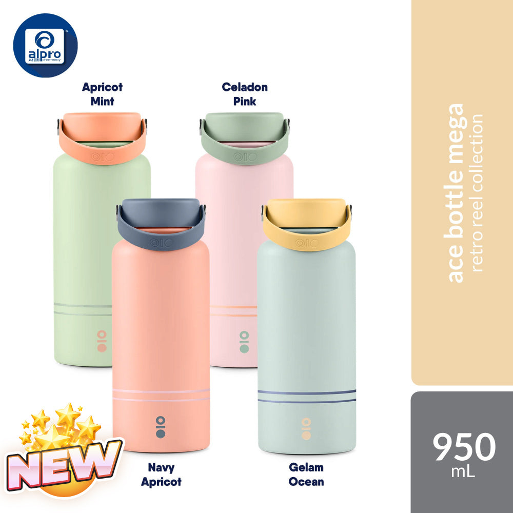 Montigo Ace Bottle Mega Retro Reel Collection (Navy Apricot / Apricot Mint / Celadon Pink / Gleam Ocean) 950mL Montigo