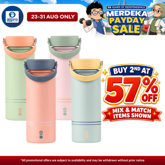 Montigo Ace Bottle Medium Retro Reel Collection (Navy Apricot / Apricot Mint / Celadon Pink / Gleam Ocean) 530mL Montigo