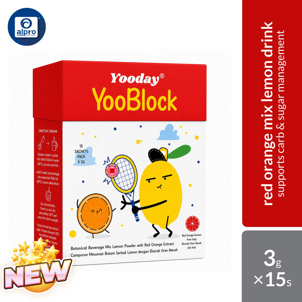 Yooday YooBlock Carb Blocker 3g ×15s | Botanical Beverage Mix Lemon Powder with Red Orange Extract Yooday