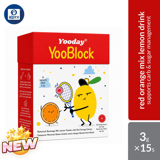 Yooday YooBlock Carb Blocker 3g ×15s | Botanical Beverage Mix Lemon Powder with Red Orange Extract Yooday