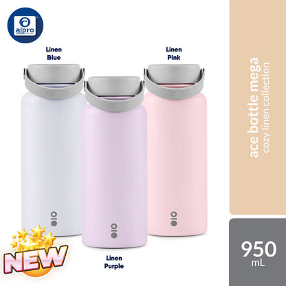 Montigo Ace Bottle Mega Cozy Linen Collection (Blue / Purple / Pink) 950mL | Minimalist & Soft Hues Montigo