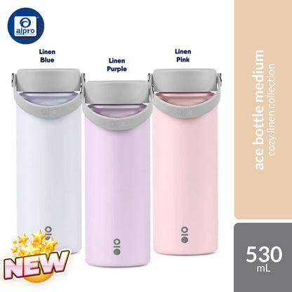 Montigo Ace Bottle Medium Cozy Linen Collection (Blue / Purple / Pink) 530mL | Minimalist & Soft Hues Montigo