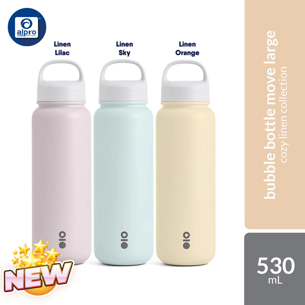 Montigo Bubble Bottle Move Large Cozy Linen Collection (Lilac / Sky / Orange) 950mL | Minimalist & Soft Hues Montigo