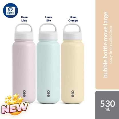 Montigo Bubble Bottle Move Large Cozy Linen Collection (Lilac / Sky / Orange) 950mL | Minimalist & Soft Hues Montigo